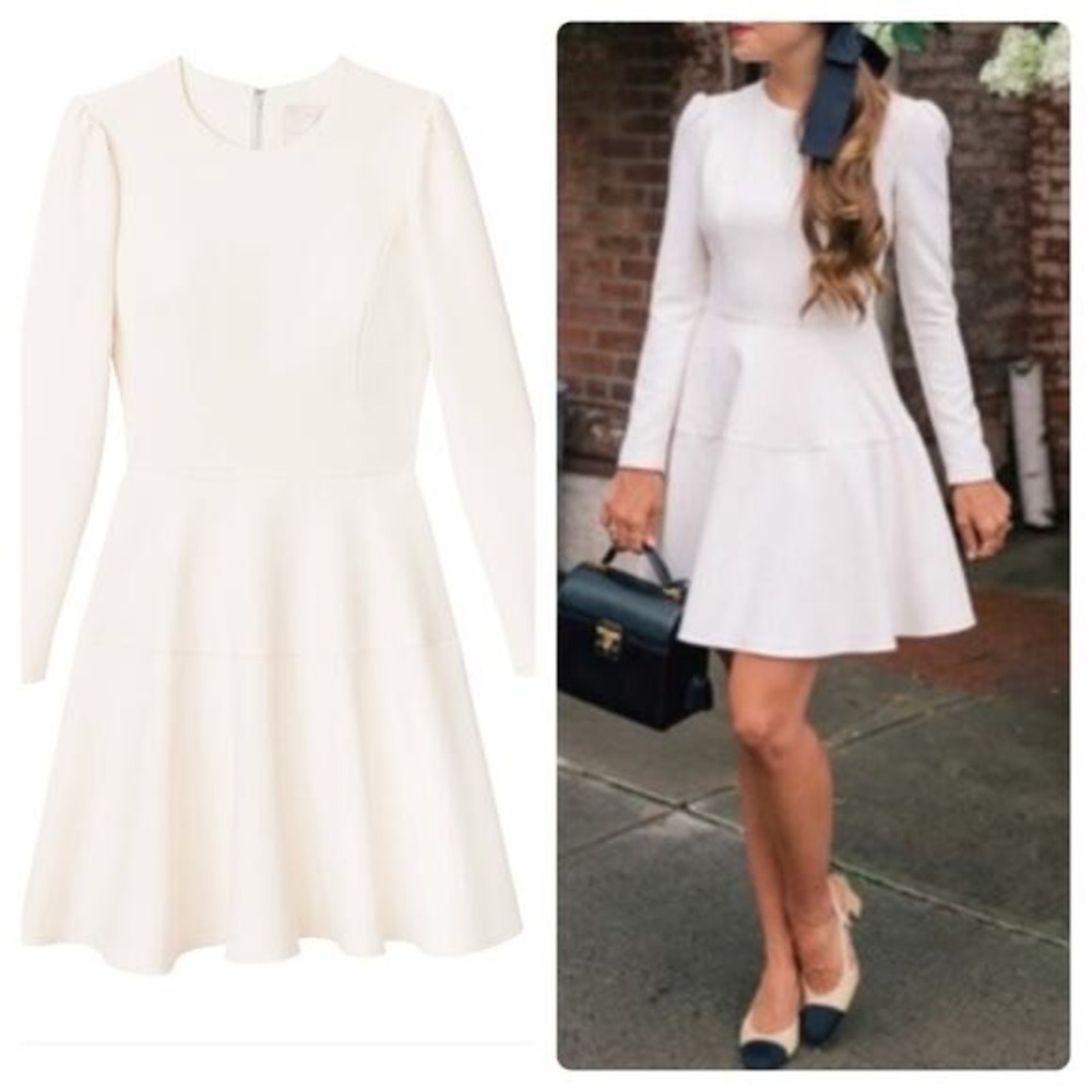 Gal Meets Glam Collection Cream Long Sleeve Fit and Flare Mini Dress Size 6